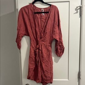 Anthropologie Rust Pink Mini Wrap Dress